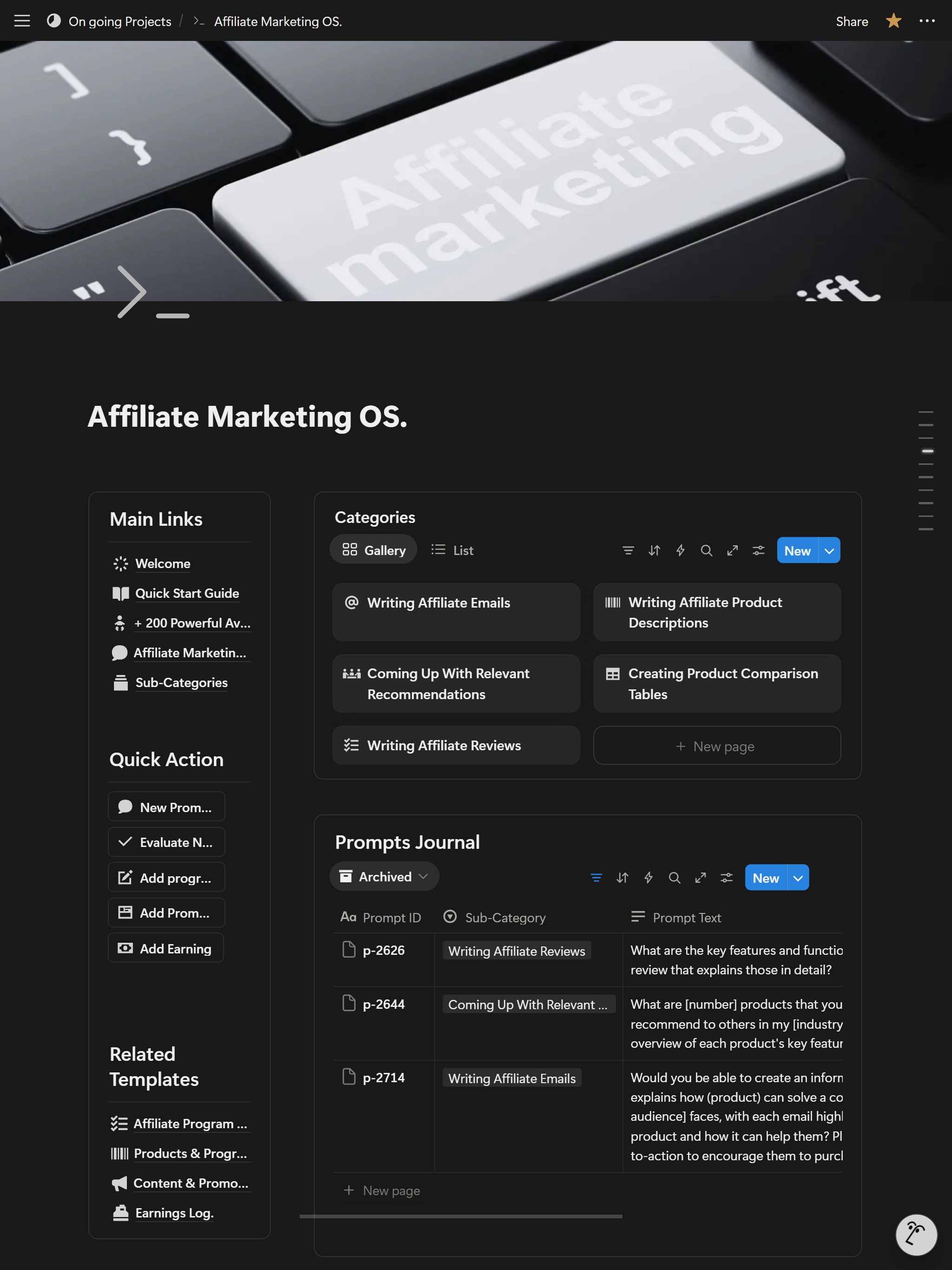Affiliate Marketing OS — Pro / Operator Edition. – All-in-One Notion System for Scalable Affiliate Income preview