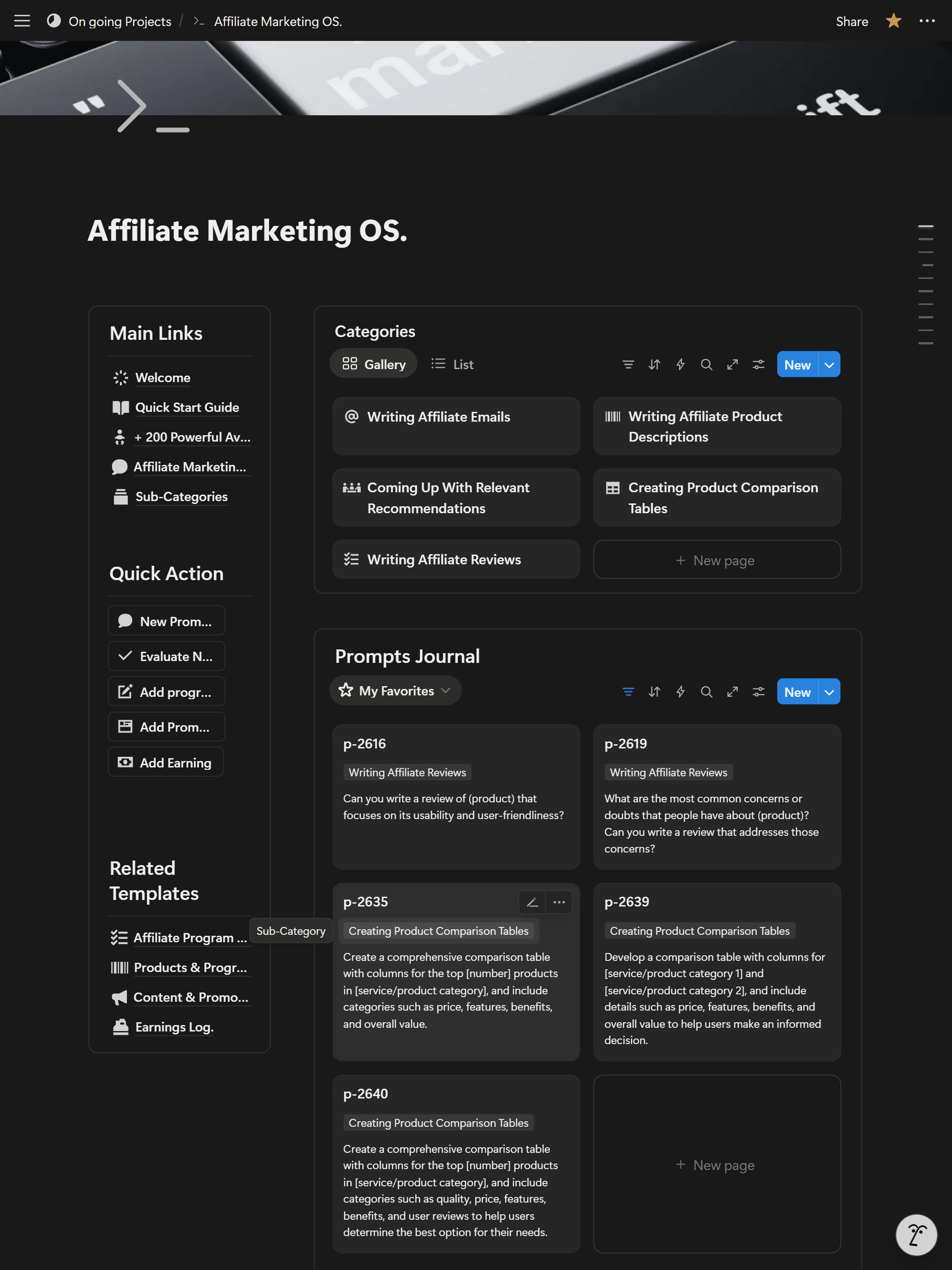 Affiliate Marketing OS — Pro / Operator Edition. – All-in-One Notion System for Scalable Affiliate Income preview