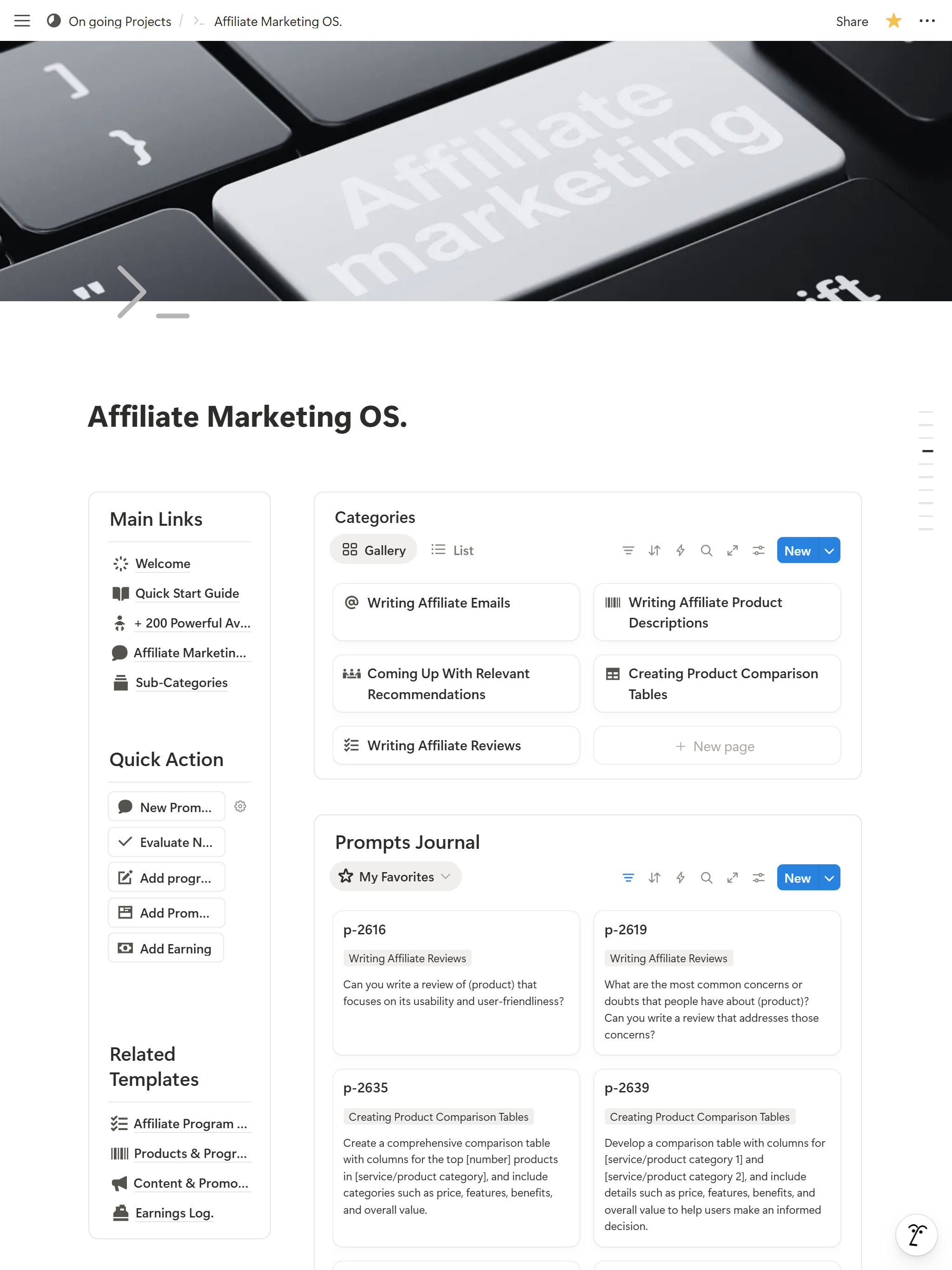 Affiliate Marketing OS — Pro / Operator Edition. – All-in-One Notion System for Scalable Affiliate Income preview