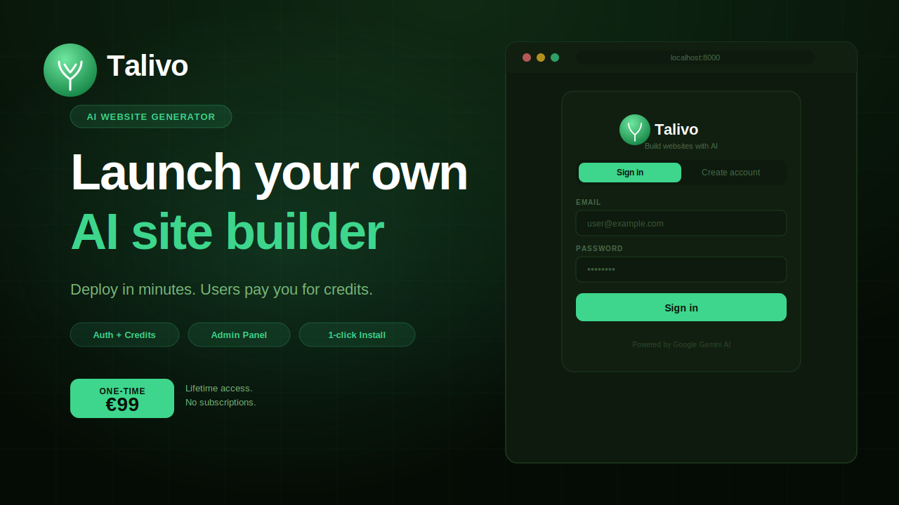 Talivo - AI Website Generator preview