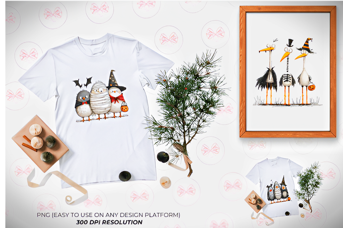Halloween Bird Clipart Bundle – Cute Spooky PNGs for T-Shirts, Sublimation & Crafts