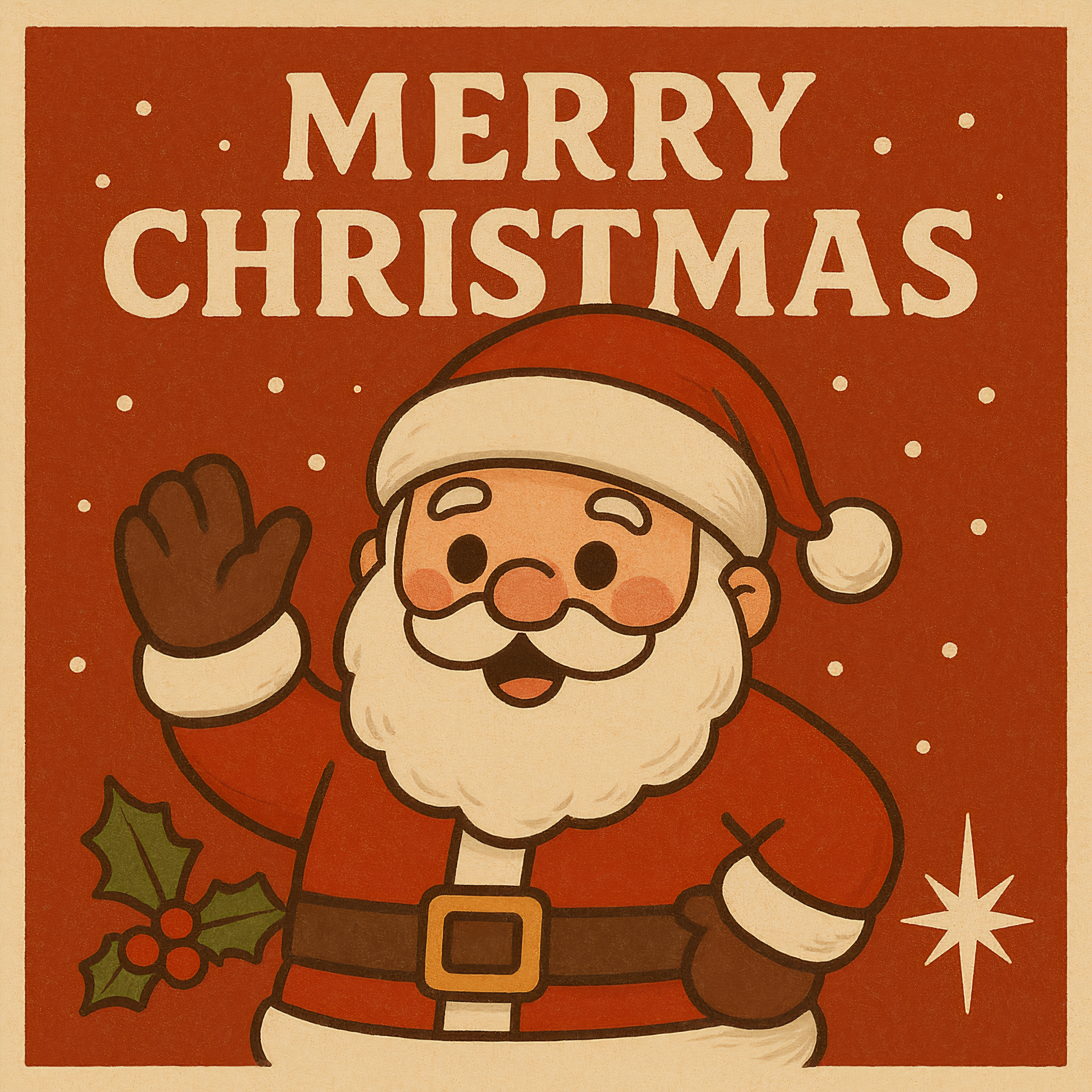 Retro Merry Christmas Santa Illustration