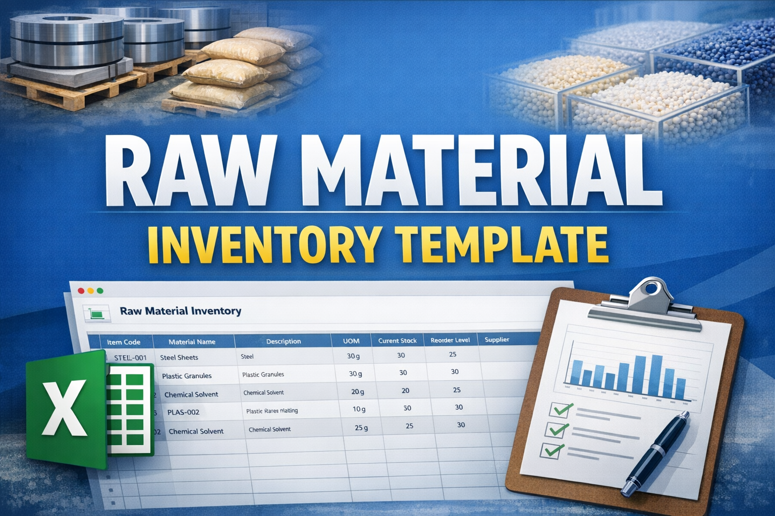 Raw material inventory template