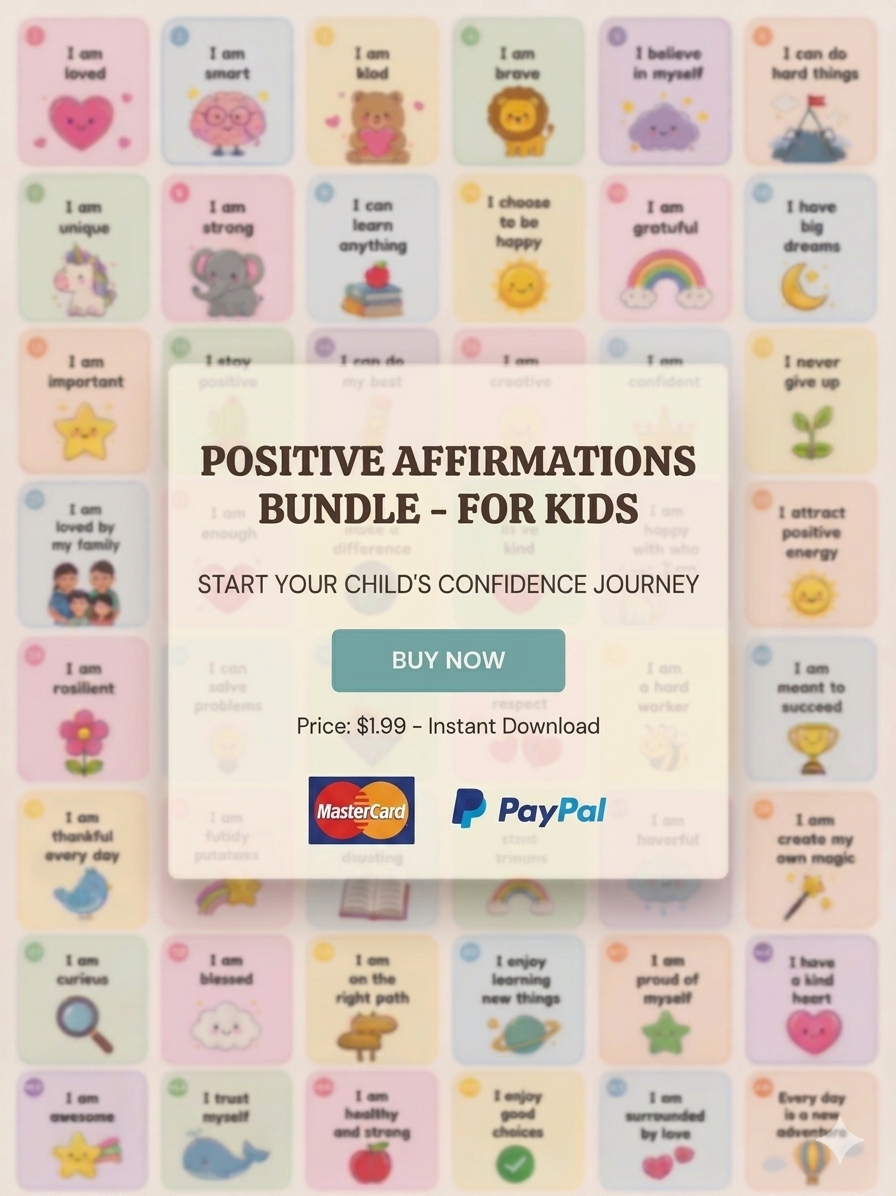 48 Positive Affirmations Cards for Kids