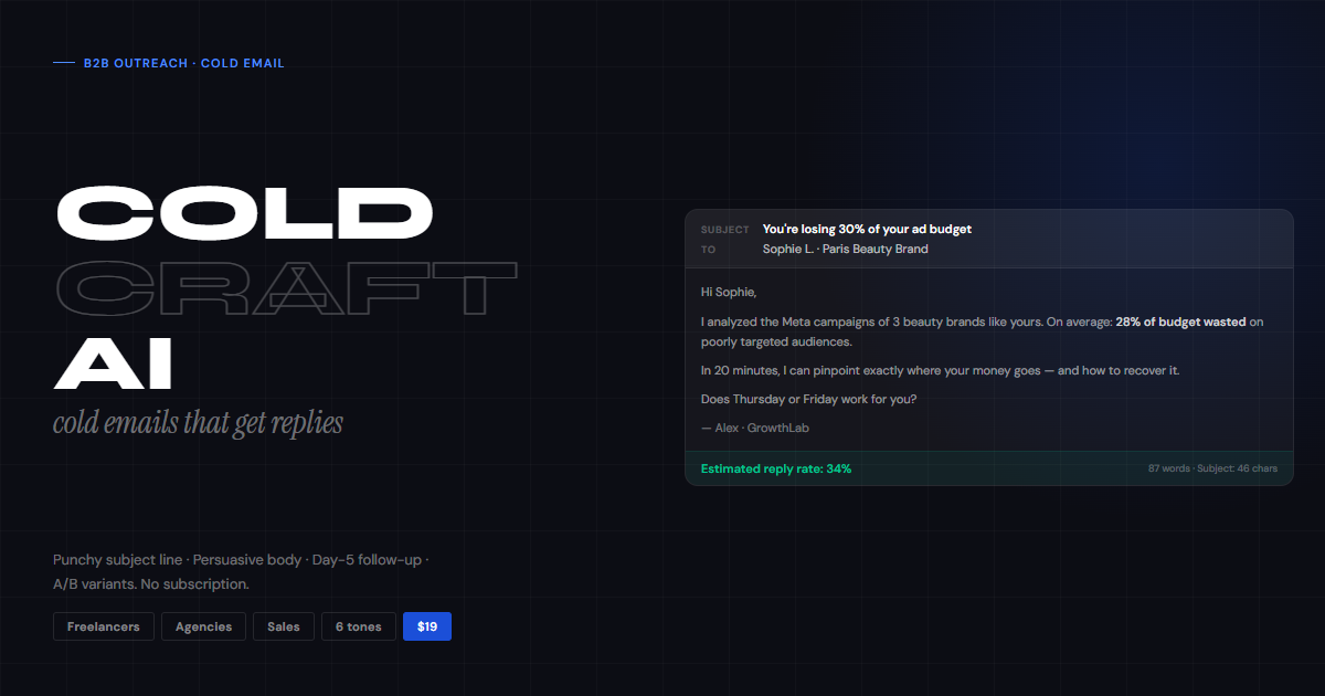 ColdCraft AI — Cold Email Generator that Gets Replies
